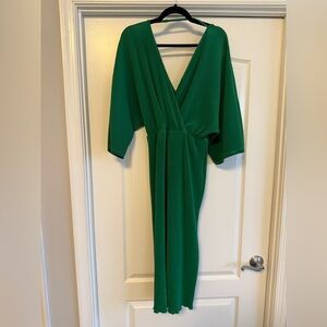 Anthropologie Green Wrap Gown with Dolman Sleeves